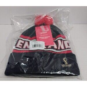 FIFA WORLD CUP QATAR 2022 MENS ENGLAND STOCKING BOBBLE BEANIE CAP NEW IN BAG